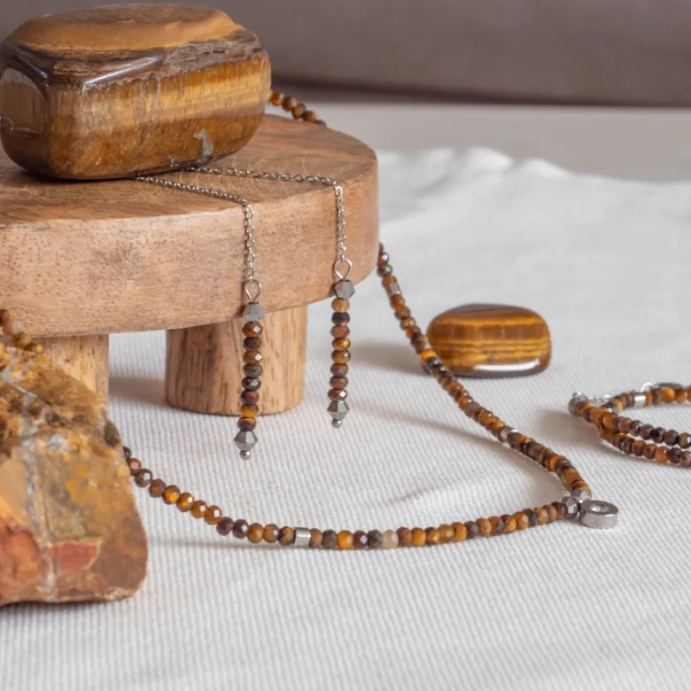 Collier lumia en pierres oeil de tigre