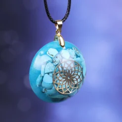 Collier pendentif orgone yoga turquoise