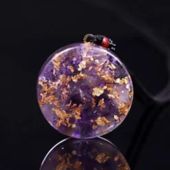 Collier pendentif orgone yoga améthyste