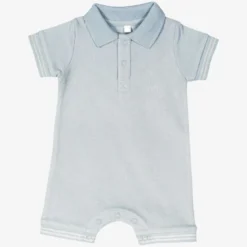 Combishort bébé en maille piquée bleu 6
