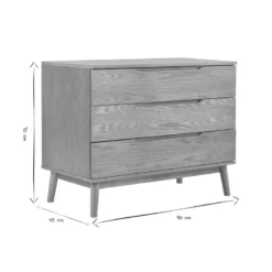 Commode bois clair chêne 3 tiroirs l90 cm felix