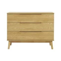 Commode bois clair chêne 3 tiroirs l90 cm felix