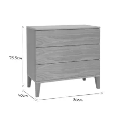 Commode en bois clair chêne 3 tiroirs l80 cm freddy