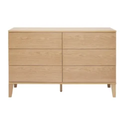 Commode en bois clair chêne 6 tiroirs l120 cm freddy