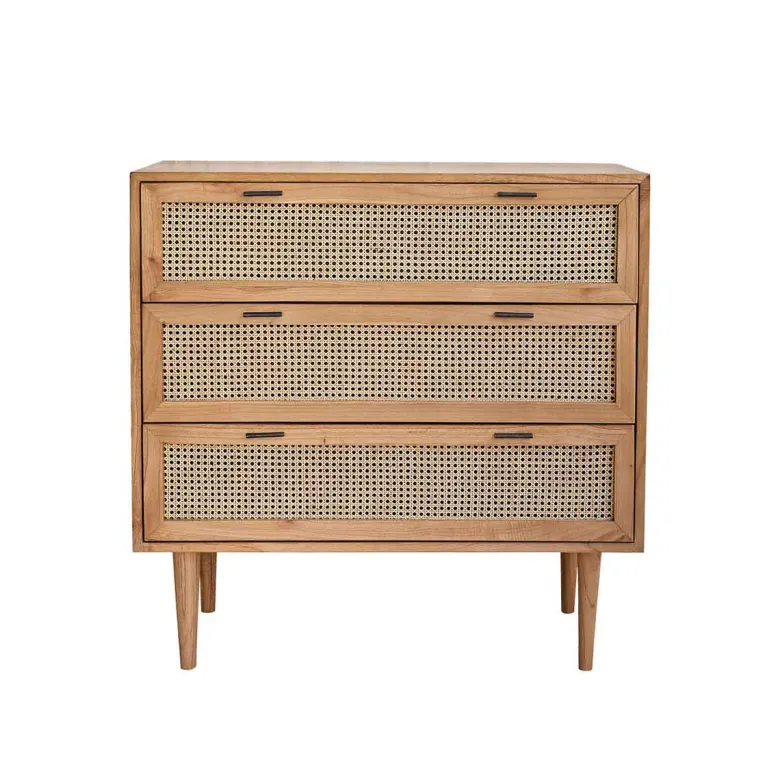 Commode en bois de mindi et cannage