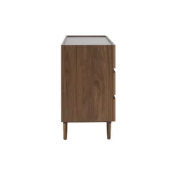 Commode finition bois foncé noyer 6 tiroirs l120 cm sanaa