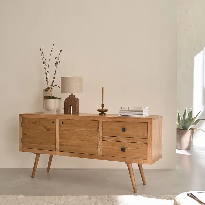 Commode mindi 2 tiroirs 2 portes