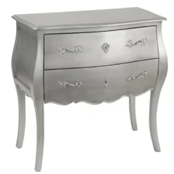 Commode 2 tiroirs argentée l80 cm murano Gris