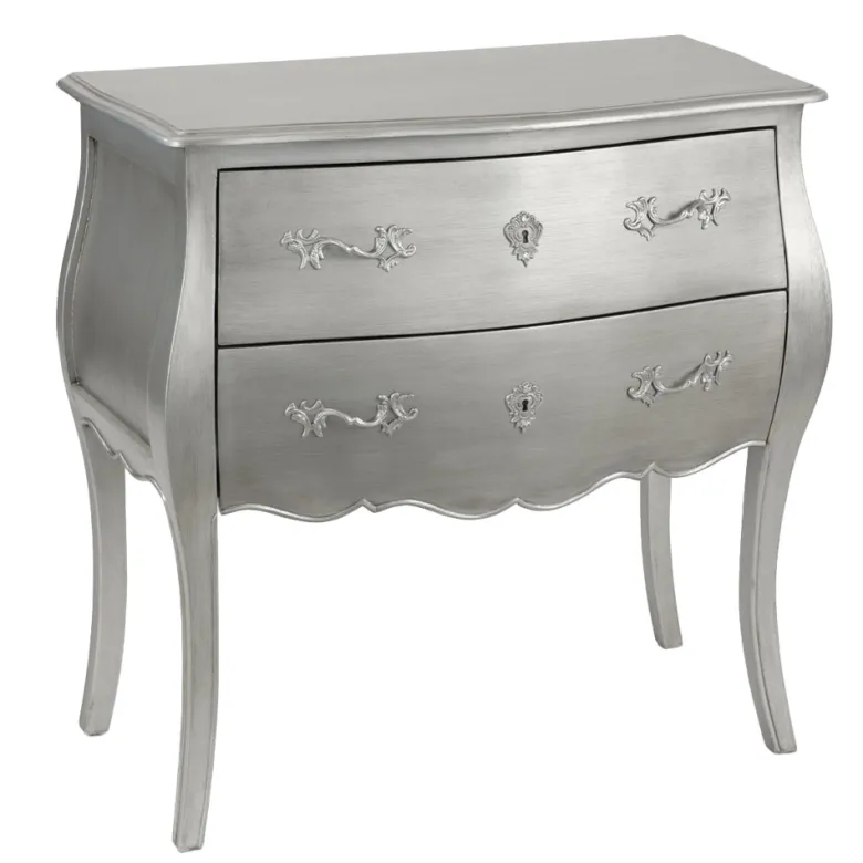 Commode 2 tiroirs argentée l80 cm murano Gris