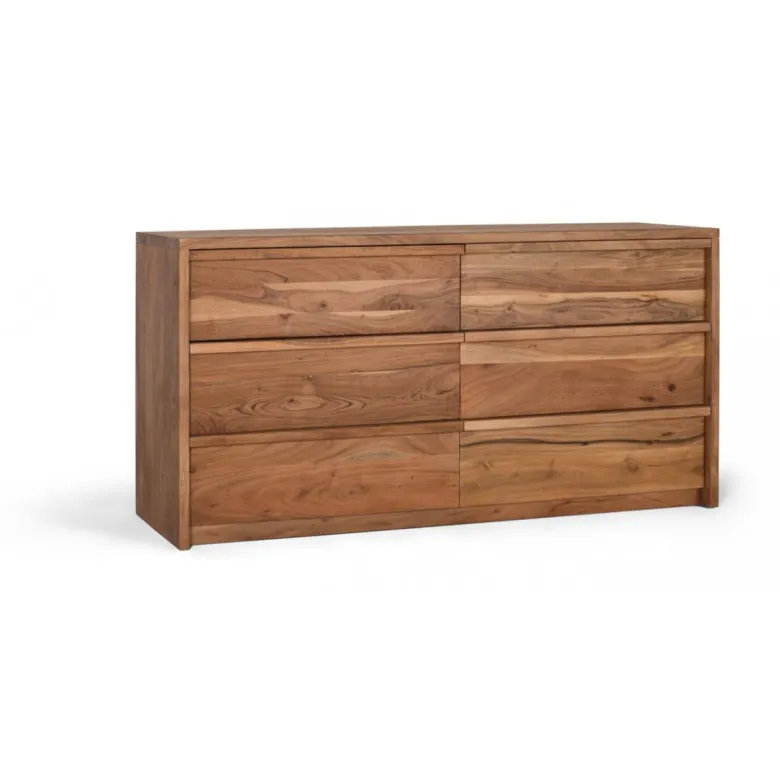 Commode 6 tiroirs bois marron - omérise