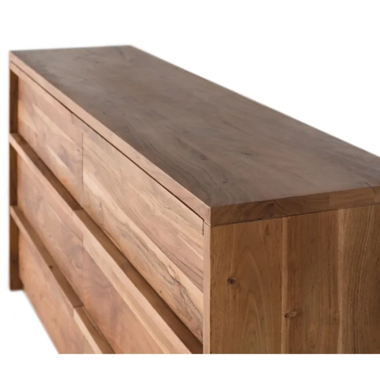 Commode 6 tiroirs bois marron - omérise