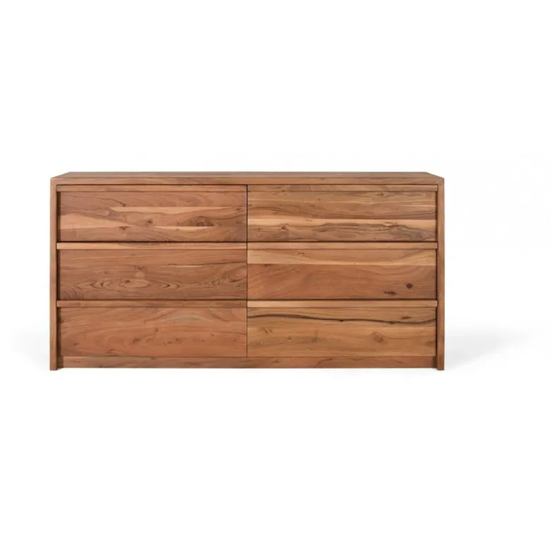 Commode 6 tiroirs bois marron - omérise