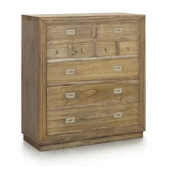 Commode 9 tiroirs bronze bois marron -