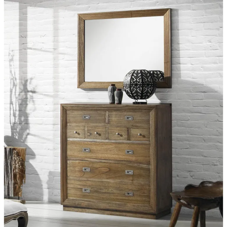 Commode 9 tiroirs bronze bois marron -