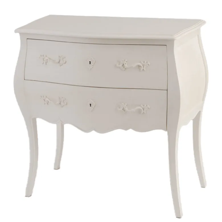 Commode 2 tiroirs en bois blanc cassé l8 Blanc