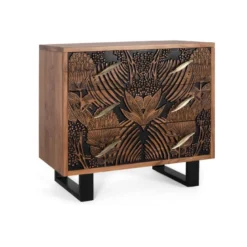 Commode 3 tiroirs fer marron - iris