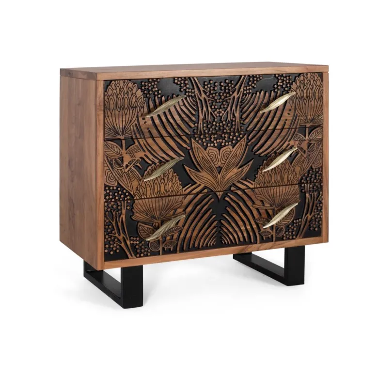 Commode 3 tiroirs fer marron - iris