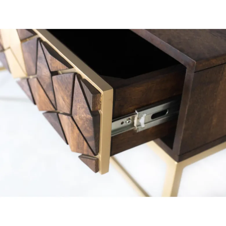 Console 2 tiroirs bois marron - karianne