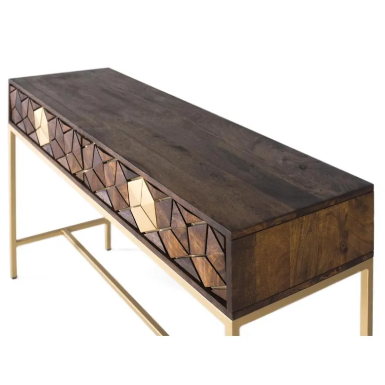 Console 2 tiroirs bois marron - karianne