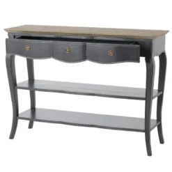 Console 2 tiroirs grise en bois l110 cm Gris