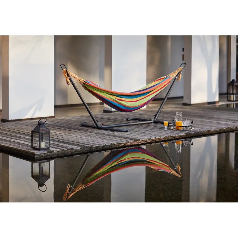 Copacabana hamac sur pied 26 m avec toile en tissu multicolore
