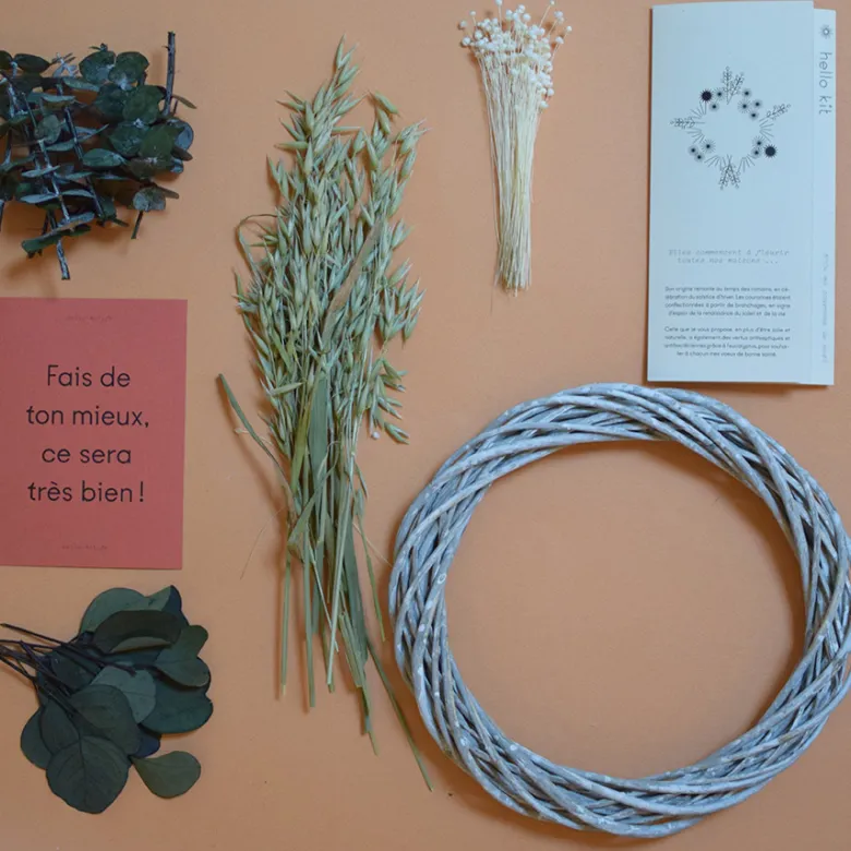 Couronne rotin & fleurs - kit diy