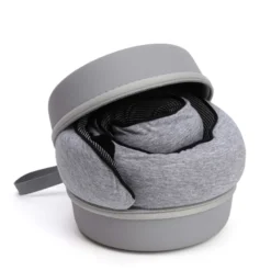 Coussin de voyage cervical ergonomique mousse mémoire de forme gris
