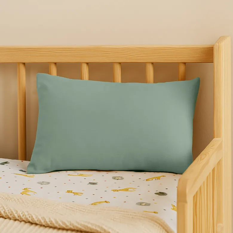 Coussin rectangle en coton bio vert Vert