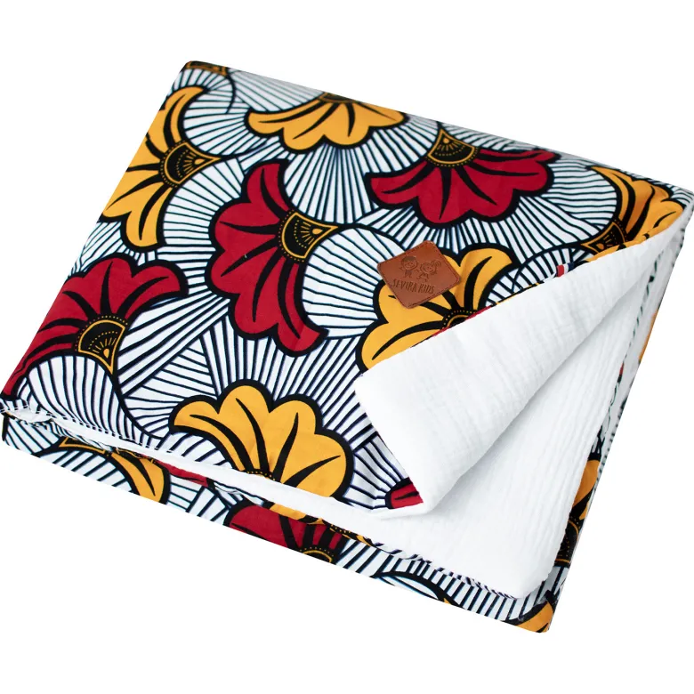 Couverture réversible wax fleurs