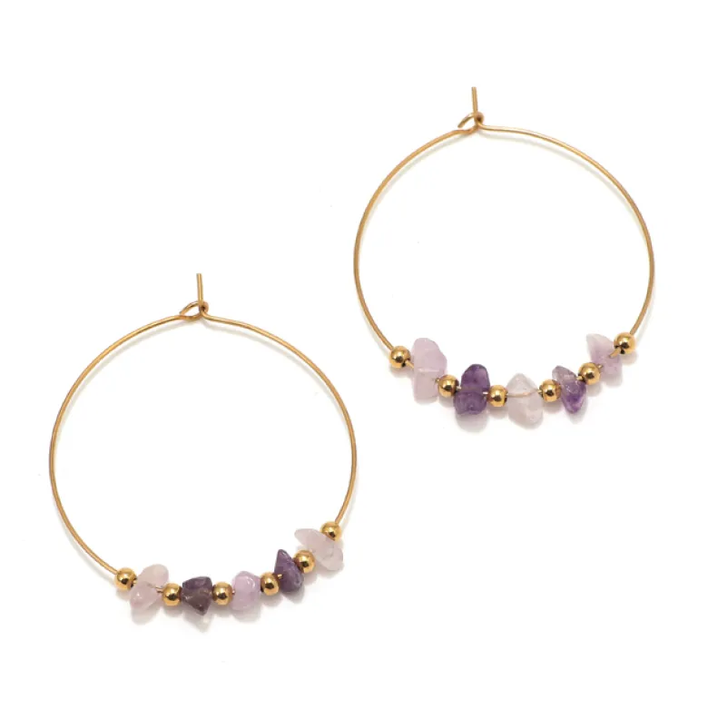 Créoles dorées et violettes