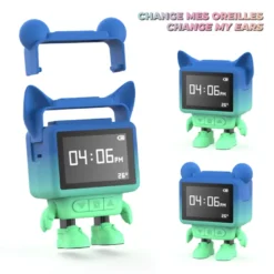 Dancing Clock réveil dansant personnalisable et rechargeable pour enfant MOB Bleu