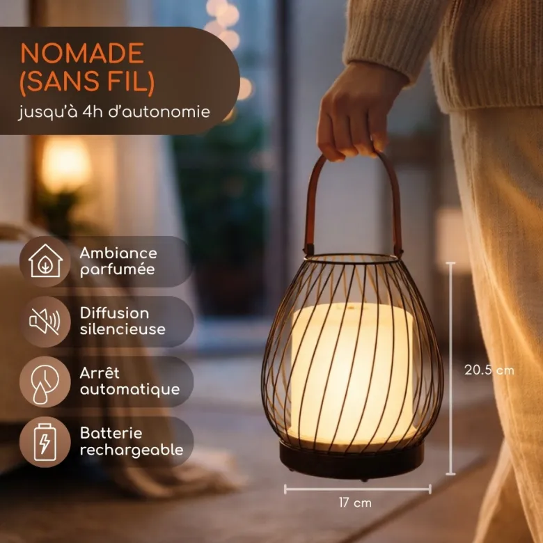 Diffuseur lanterne nomade sans fil milano + 3 he 100% naturelles