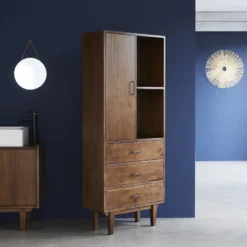 Double colonne salle de bain bois mindi
