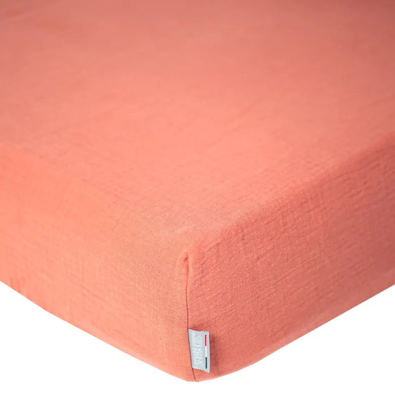 Drap housse gaze de coton uni