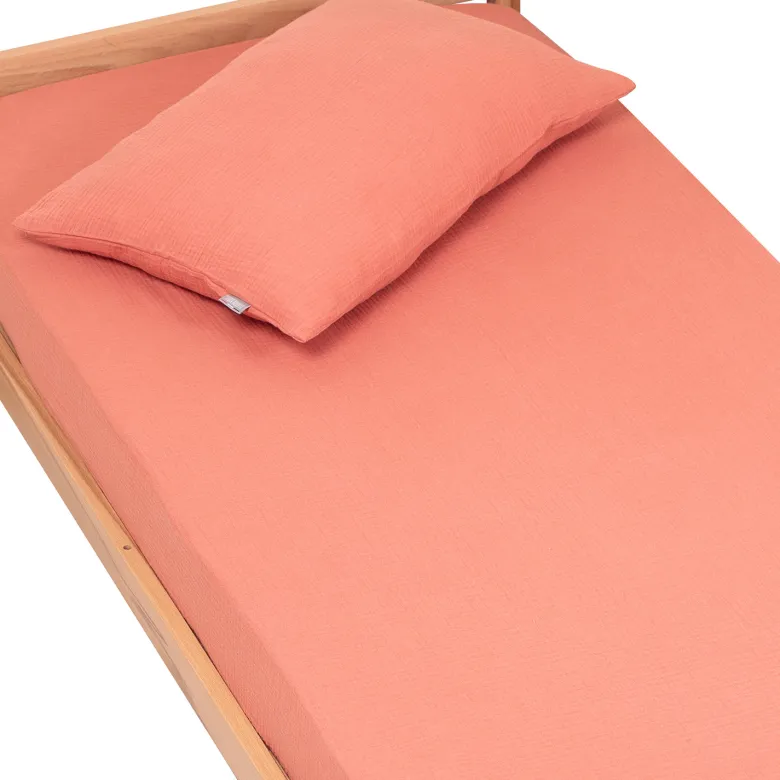 Drap housse gaze de coton uni