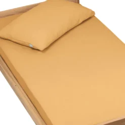 Drap housse gaze de coton uni camel
