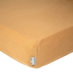 Drap housse gaze de coton uni camel