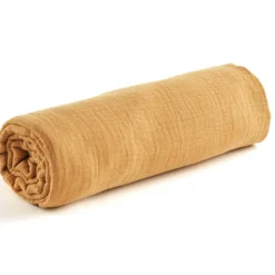 Drap housse gaze de coton uni camel