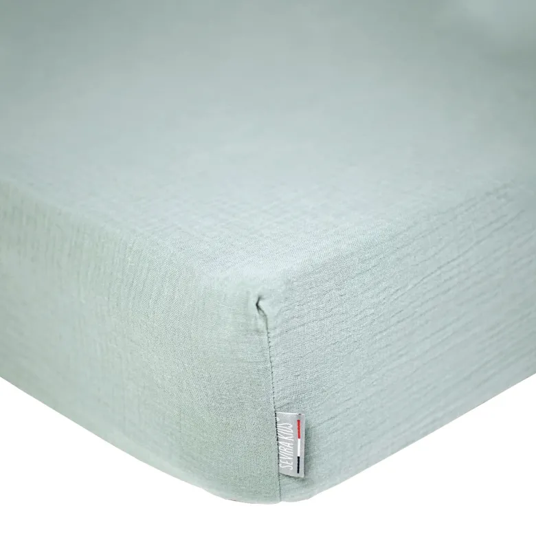 Drap housse gaze de coton uni - 60x120