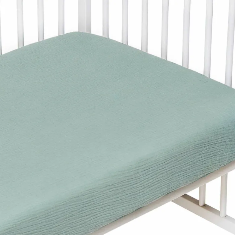 Drap housse gaze de coton uni - 60x120