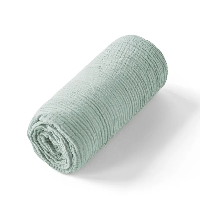 Drap housse gaze de coton uni - 60x120