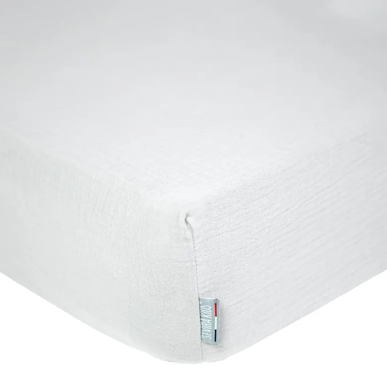 Drap housse gaze de coton uni - 60x120