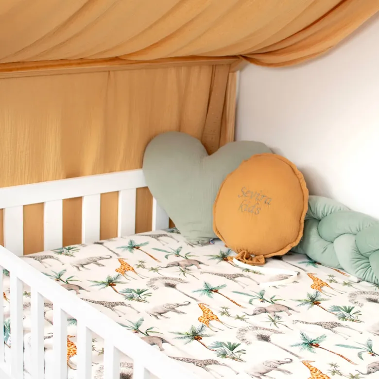 Drap-housse satin coton safari vert de