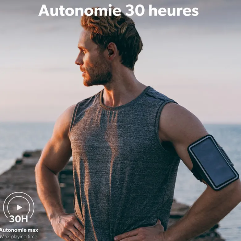 Ecouteurs bluetooth sans fil sport noir
