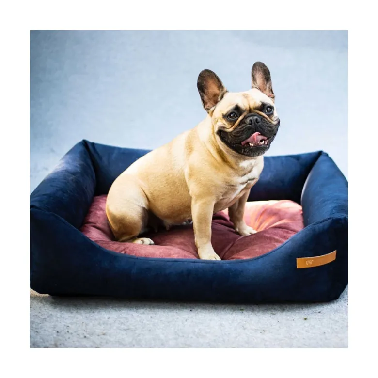 Ecow, panier chien velours bleu m