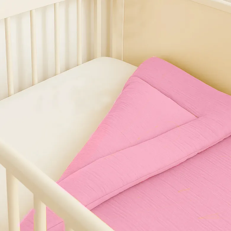 Edredon en coton bio rose