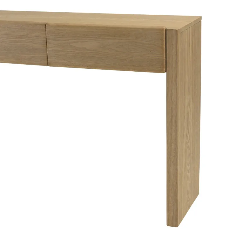 Ella - console l160 couleur naturelle 3 tiroirs design arrondi