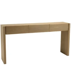 Ella - console l160 couleur naturelle 3 tiroirs design arrondi