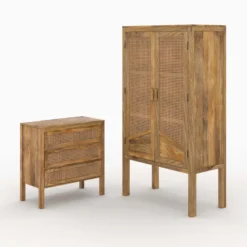 Ensemble commode et armoire en bois de manguier - tiki