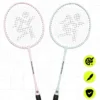 Ensemble de badminton hypermotion 2 raquettes acier et volant rose